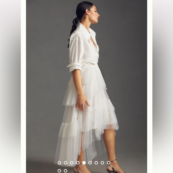 Anthropologie - Maeve Tulle & Pearl-Embellished Sheer Skirt - Medium - NWOT - Picture 6 of 12